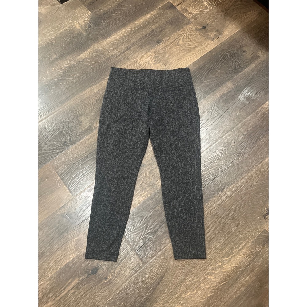 Athleta Delancey Textured Tight Gray Black Leggings High Rise Size L 530635